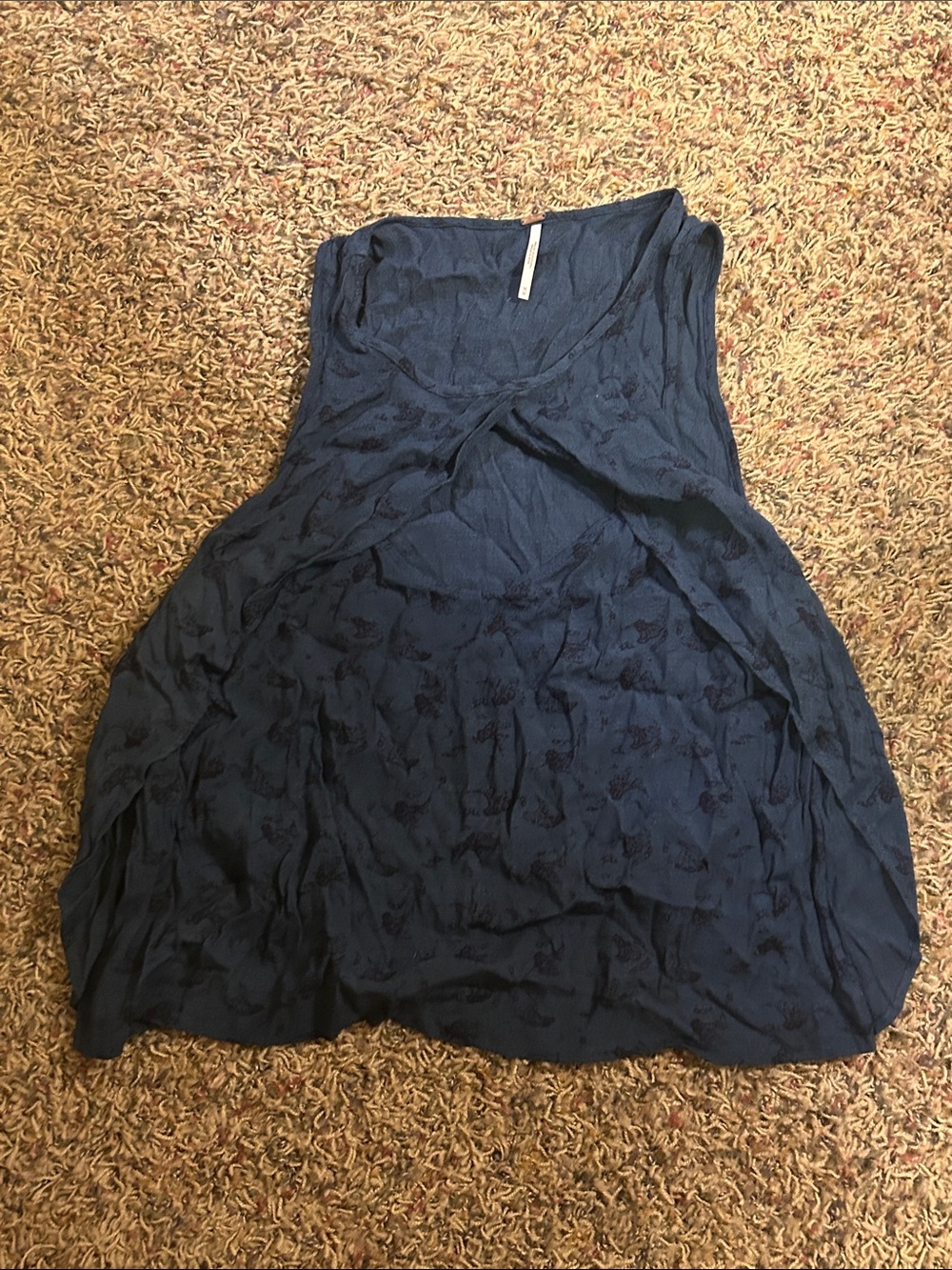 Free People Navy Blue Key Hole Tank Top